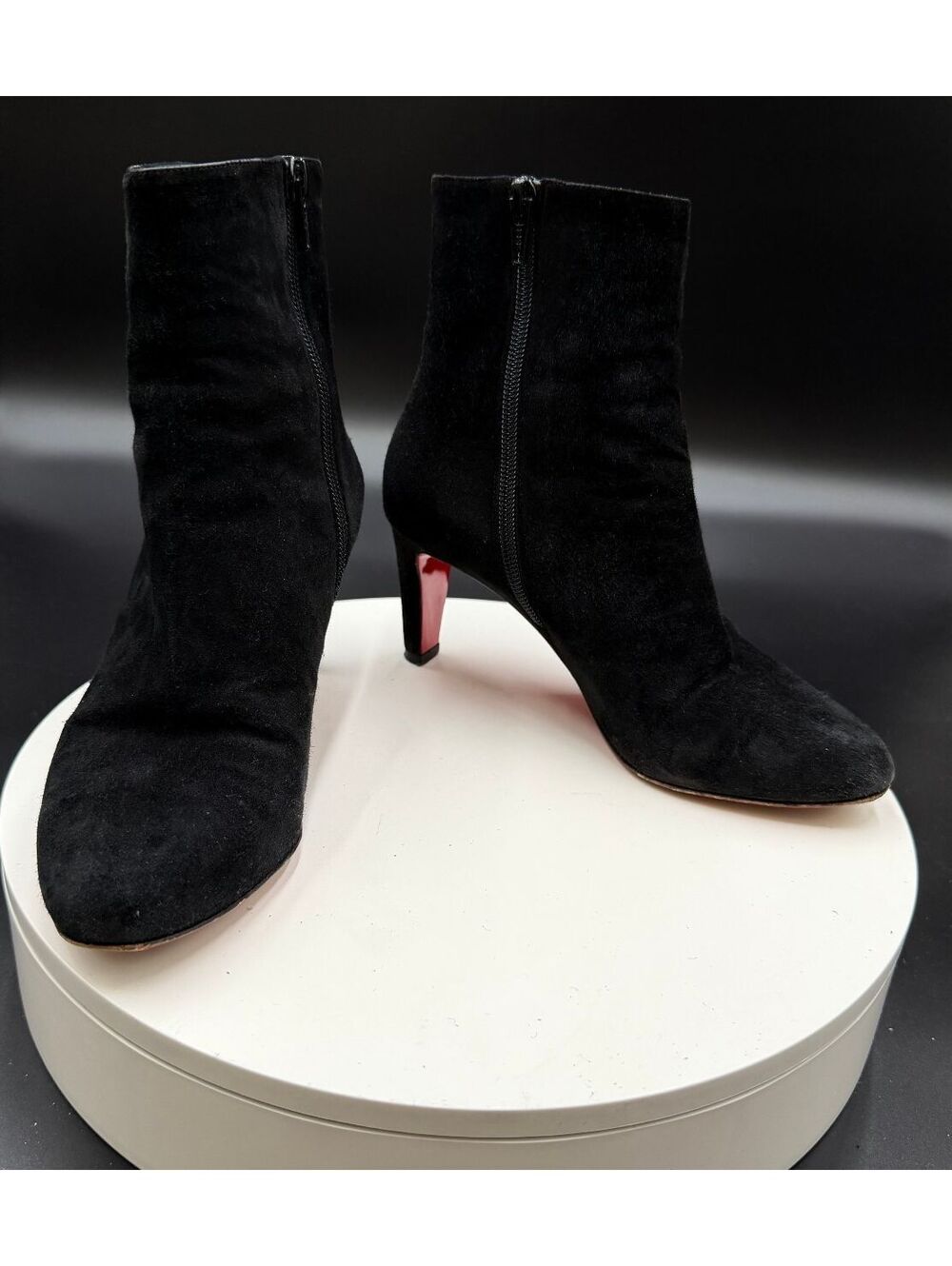 Christian Louboutin Eleonor 70 Black Suede Ankle Booties 2.75" Heel Size 36
